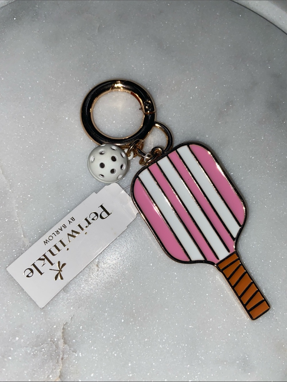 Periwinkle by Barlow Pickleball Paddle Keychain with Gold Hardware
